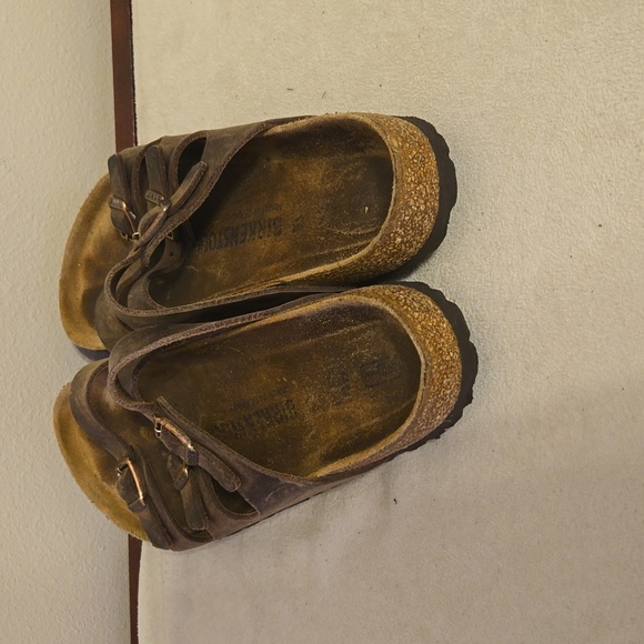 Brown Triple-Strap Brown Leather Sandals Sz 37 6 - Picture 5 of 6